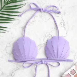 Halter Padded Shell Shape Bra - Purple M